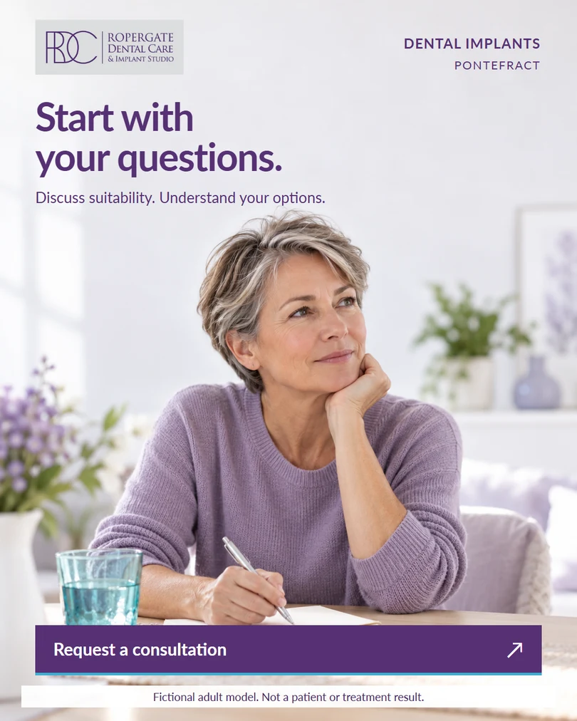 Start with your questions. Fictional adult model with notebook. Request a consultation.